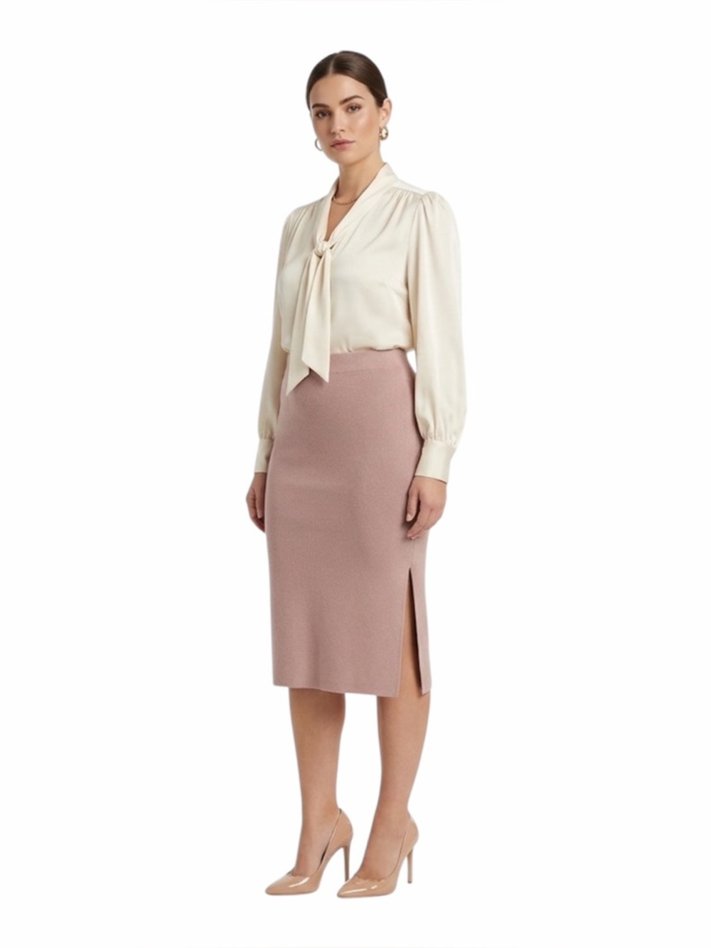 NWT Express Pink Mauve Knit Skirt Size Large